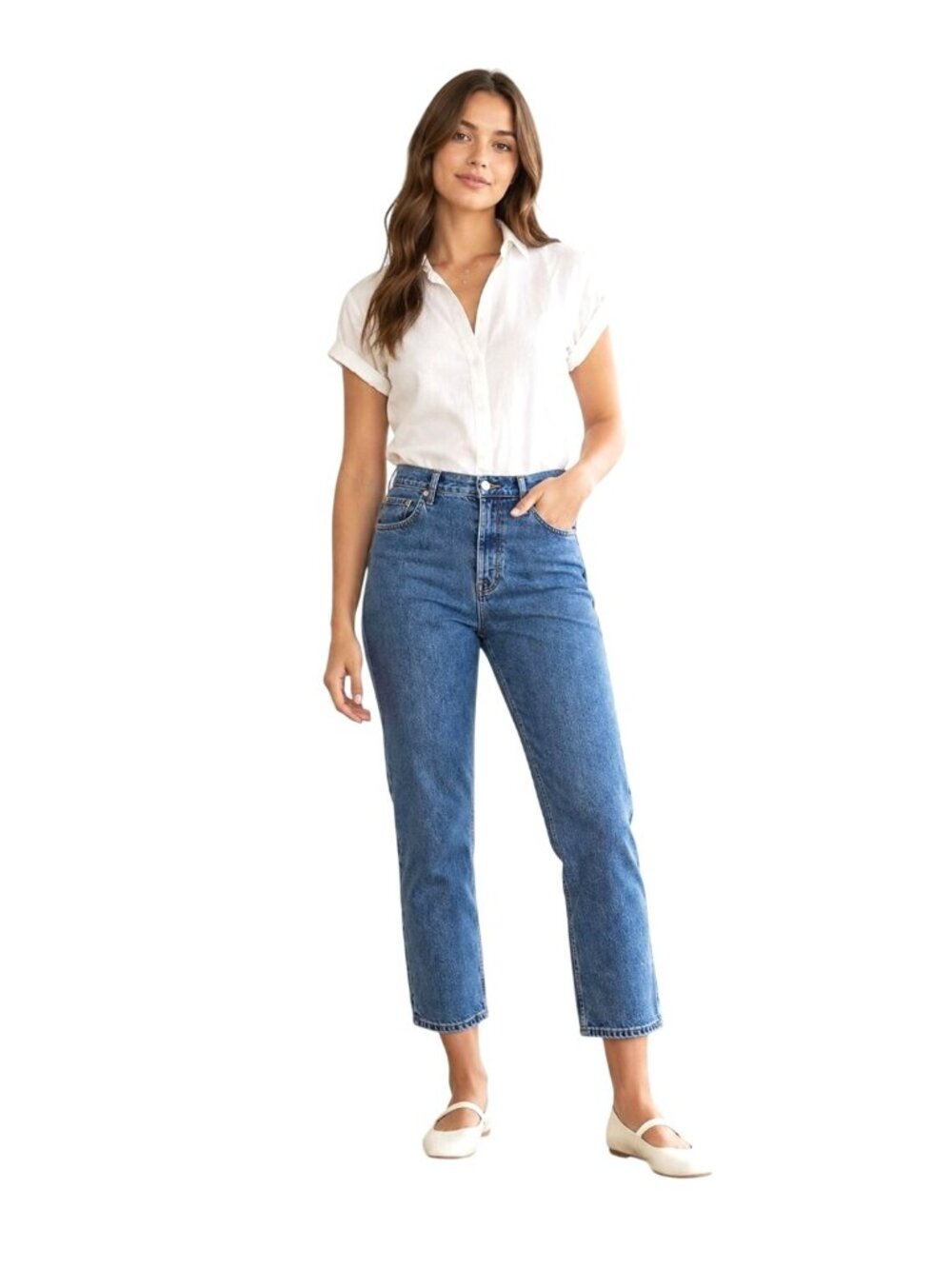 The Curvy 90s Cheeky Straight Jean By Everlane - Vintage Mid Blue High Rise 24